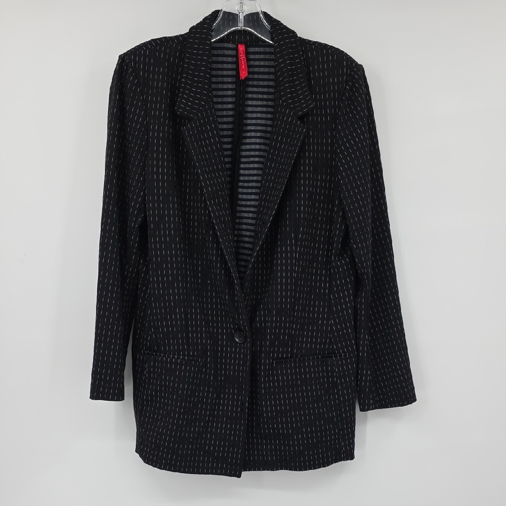 Ruby Ribbon Pin Stripe Black Striped Blazer Size XL